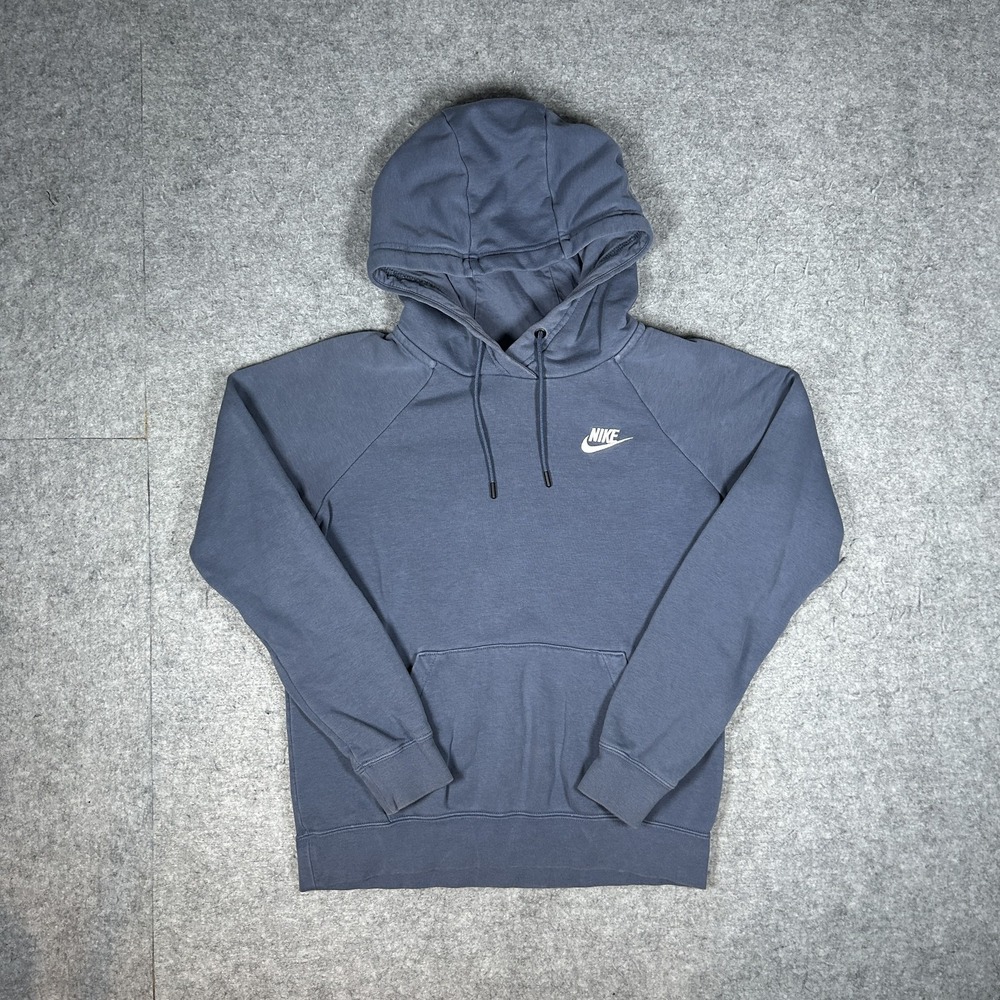 Nike Hoodie Womens XS Slate Blue Pullover Essential Swoosh Drawstring Sportswear
